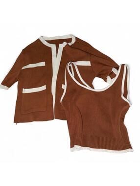 Brown and white sweater set